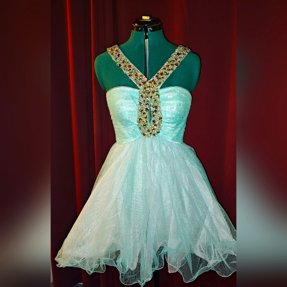 Fairytale Mint Green and Dusky Pink Mini Dress